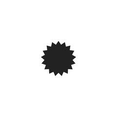 Abstract starburst graphic emblem, stylized sunburst icon, black geometric star design