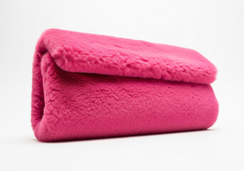 Soft Fuchsia Pink Faux Fur Blanket Folded on White Background