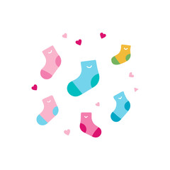 Adorable Cute Baby Socks Scattered on a Clean White Background