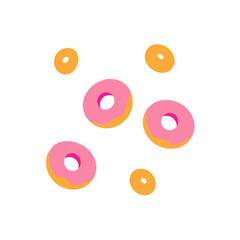 Fototapeta premium Delicious Donuts Scattered on White Background for Bakery and Sweet Treats