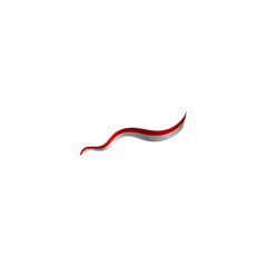 Abstract red and grey wavy line symbol with a smooth gradient effect on a white background