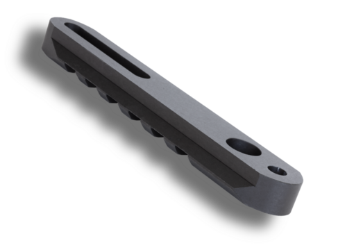 Rail gun part for a gun seen from the bottom side with drop shadow