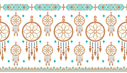 Tribal Dream Catcher Seamless Pattern