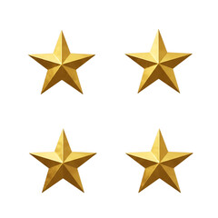 Obraz premium Four golden five pointed stars, arranged in a two by two grid, cutout, PNG isolated on transparent background