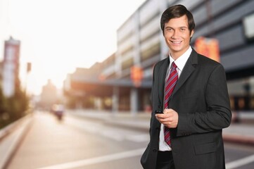 Handsome top manager business man in formal suit.