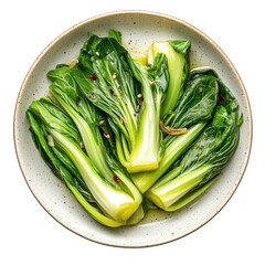 Fresh Bok Choy in a Bowl with Spices, Perfect for Healthy Dishes and Asian Cuisine on transparent background