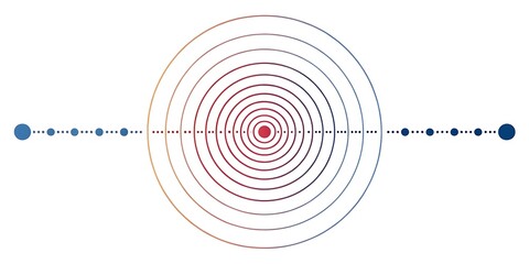 Concentric circles with radiating lines and dots.