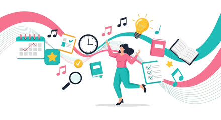 Woman Celebrating Success, Illustrating Ideas, Goals, And Future Planning