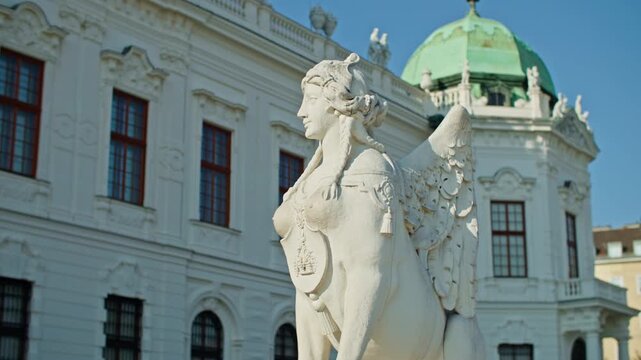 Statues Belvedere Palace Vienna Austria. Tourist places with classic European architecture.