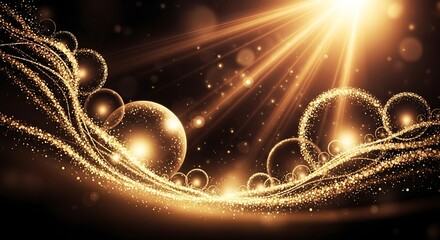 lden Light Burst with Swirling Particles and Bokeh Background