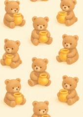 Obraz premium Adorable teddy bears holding jars.