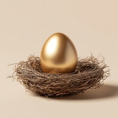 Fototapeta premium Golden eggs in the nest, a symbol of investment and stability.