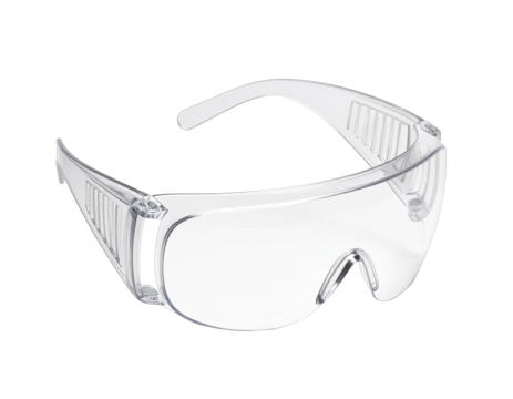 Clear plastic safety glasses on black (1)
