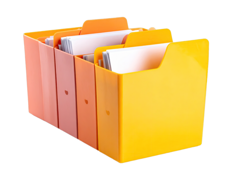 Colorful files organized in a box