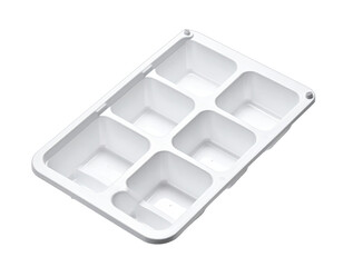 White plastic container, 7 compartments