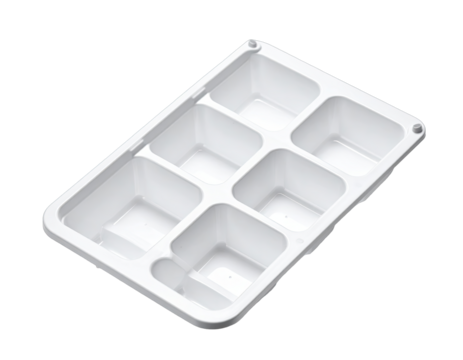 White plastic container, 7 compartments