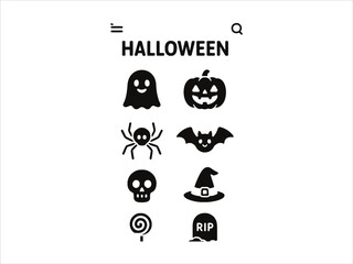 mobile app halloween theme with cute dark background and icons 