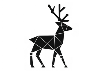 Contemporary low-poly deer silhouette with stylish antlers - sleek and minimalistic stag emblem for modern branding and identity