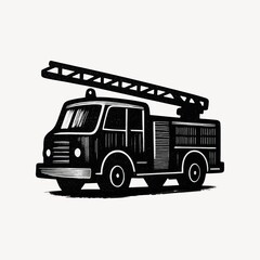 Vintage fire truck illustration.