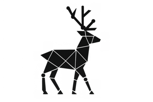 Contemporary low-poly deer silhouette with stylish antlers - sleek and minimalistic stag emblem for modern branding and identity