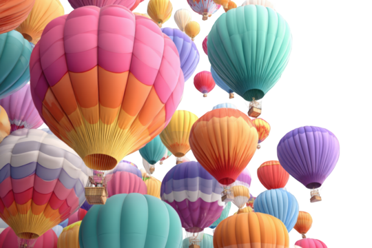 Colorful hot air balloons filling the sky