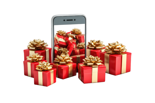 Smartphone displaying a pile of gifts