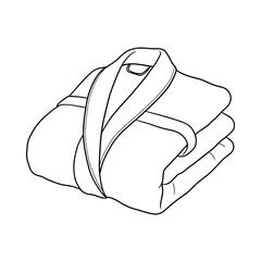 Folded spa bathrobe, minimalist vector fashion line illustration with clean black outline