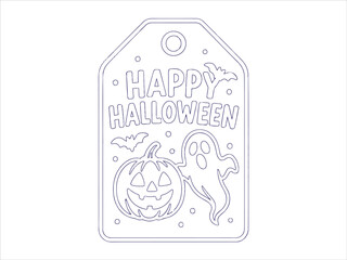 Halloween gift tag vector with playful text and spooky illustration