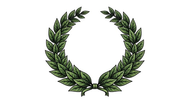 Elegant green laurel wreath with ribbon accent