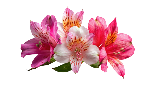 Close-up of a bouquet of pink and white alstroemeria