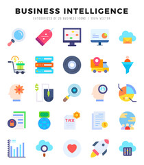 Set of Business Intelligence Icons. Simple line art style icons pack.for website and mobile site and apps.