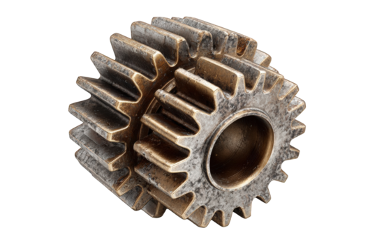 Close-up of two interlocking gears