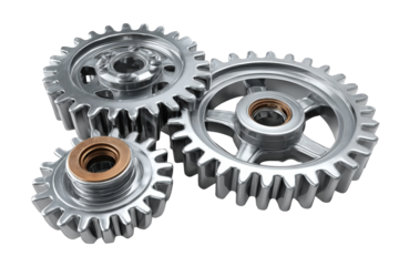 Three metallic gears interlocked (4)