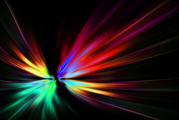 Modern abstract high-speed movement. Dynamic motion light trails with motion blur effect on dark background. Futuristic, technology pattern for banner or poster design. Create by Photoshop