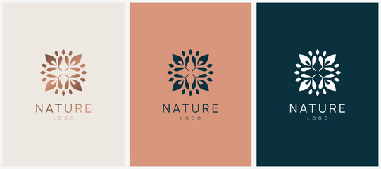 Floral and nature ornament logo symbol template. Minimalist, luxury, royal and elegant logo vector