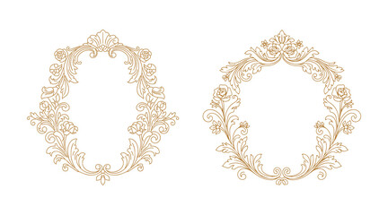 classic calligraphic floral decorative frame