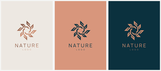 Floral and nature ornament logo symbol template. Minimalist, luxury, royal and elegant logo vector