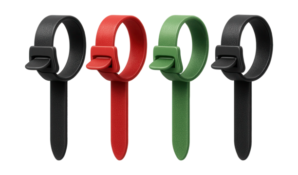 Adjustable cable ties with a release tab for organizing kitchen appliance cords, made of