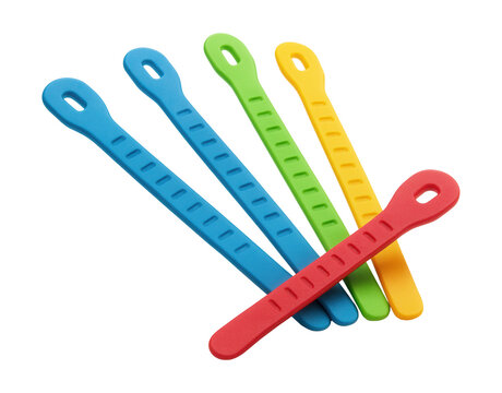 Adjustable silicone cable ties for organizing craft supplies, reusable and flexible.