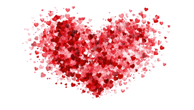 A large, stylized heart composed of smaller hearts