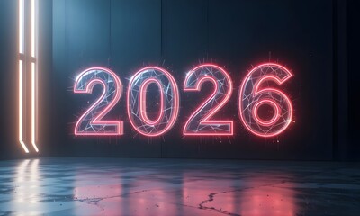 Obraz premium Celebrate the vibrant future with a glowing 2026 new year design that shines with modern optimism