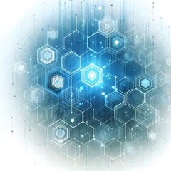 Fototapeta premium Blue hexagon geometrical digital tech texture background isolated on white