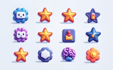 Artificial Intelligence Star Icons &ndash; Colorful AI App Logo Set. High quality