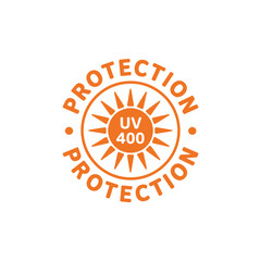 Sun protection symbol with uv 400 rating and rays