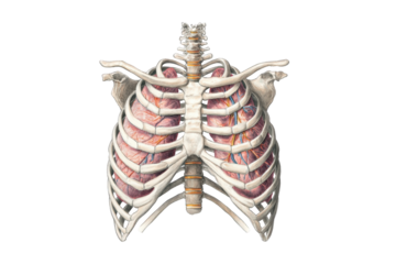Detailed anatomical illustration of the human thorax
