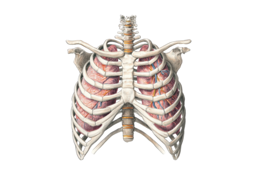 Detailed anatomical illustration of the human thorax