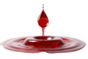 Red liquid droplet on a pool of liquid