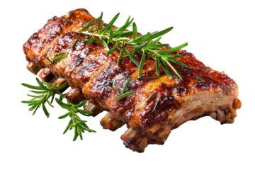 Delicious BBQ ribs with fresh rosemary