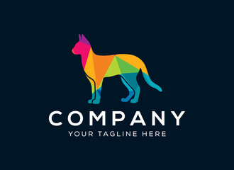 Cat Colorful Logo Design Vector