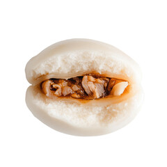 Steamed Bao Bun with Savory Filling - A Delicious Asian Snack for Any Occasion on transparent background